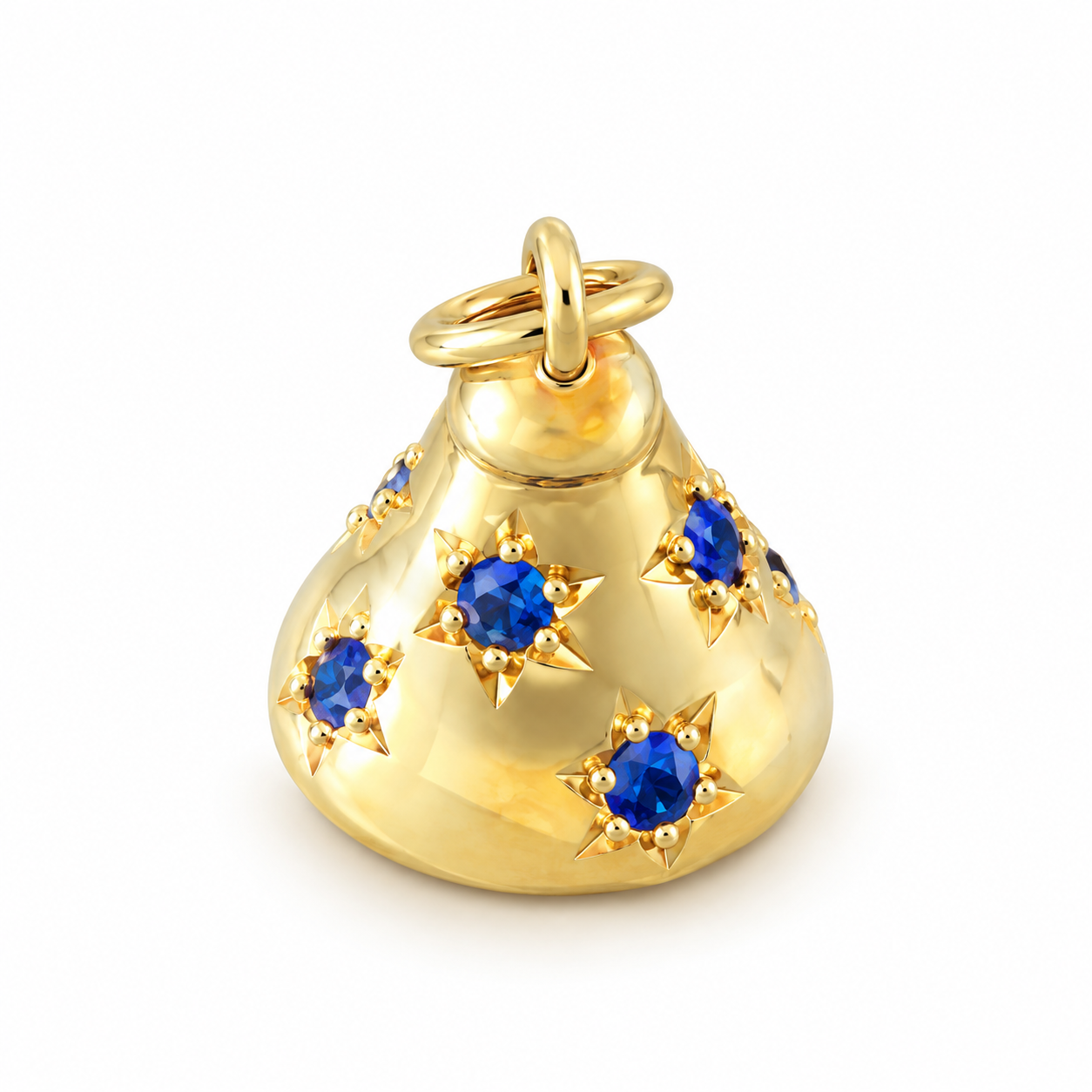 14kt Yellow Gold Blue Sapphire Bell Charm