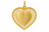 14kt Yellow Gold Diamond Starburst Heart Locket Charm