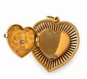 14kt Yellow Gold Diamond Starburst Heart Locket Charm
