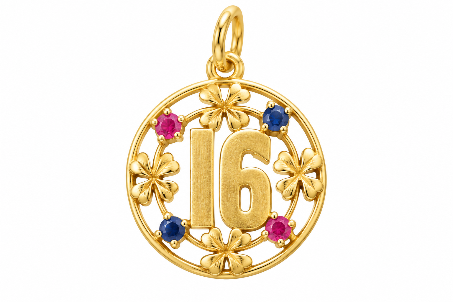 14kt Yellow Gold Vintage Sweet Sixteen Gemstone Charm