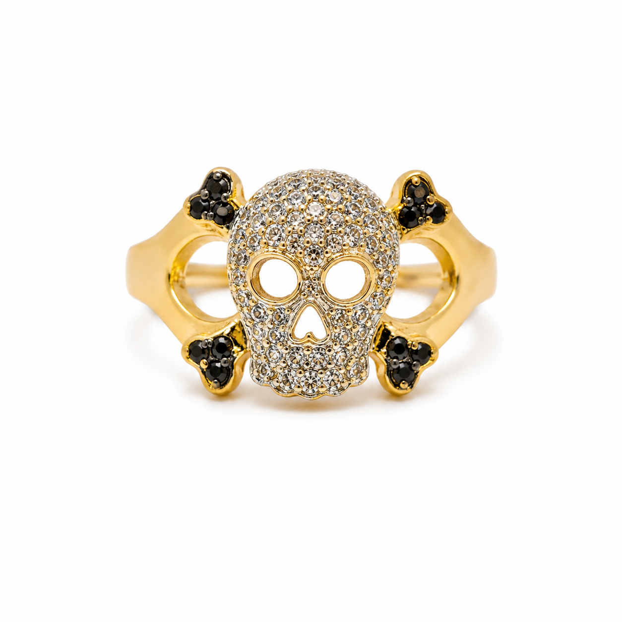 Vintage 10KT Gold & Diamond Skull Ring
