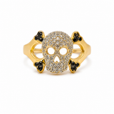 Vintage 10KT Gold & Diamond Skull Ring