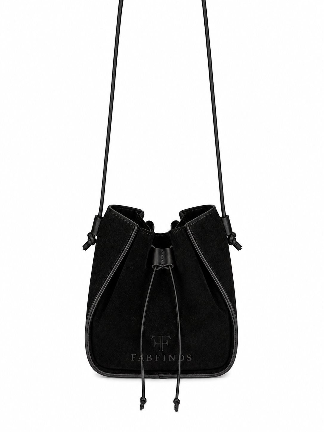 FFBS Drawstring Suede Bucket Crossbody Bag