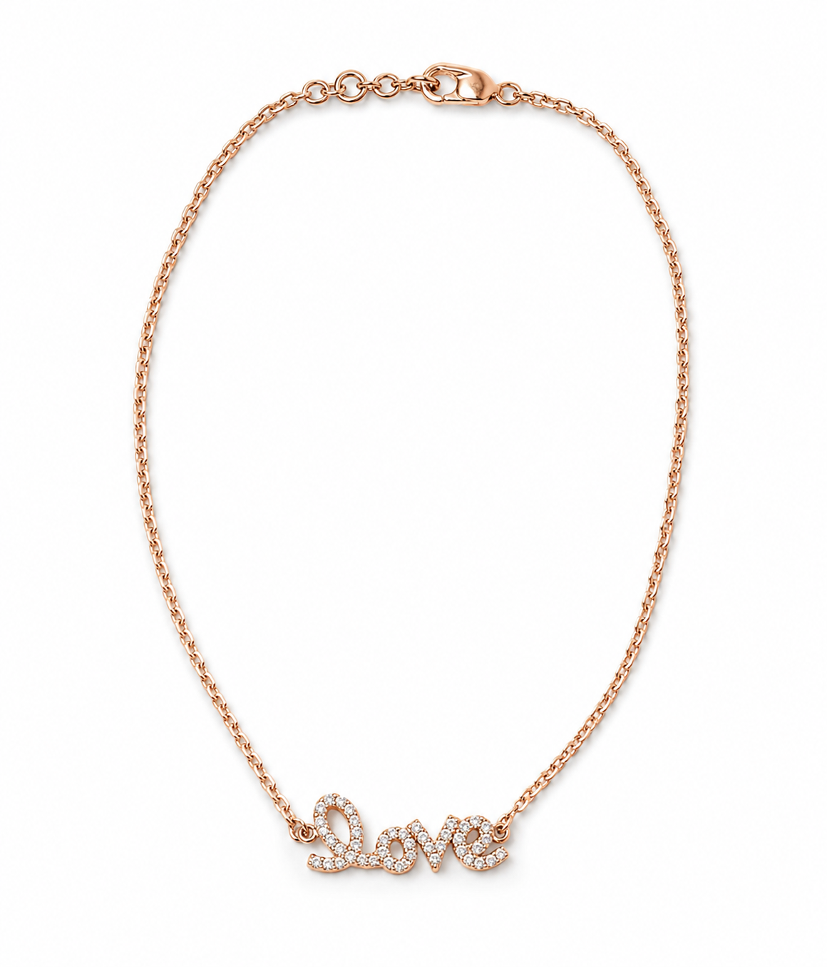 Vintage Rose Gold & Diamond Script Love Bracelet