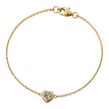 S.Row Designs 14K Gold Heart Aquamarine Station Bracelet