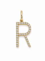 S.Row Designs 14K Gold Diamond Initial “R” Pendant