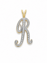 Vintage 14KT Gold & Diamond Initial R Charm