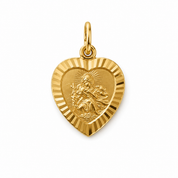 Vintage 1977 9ct Gold Heart Shaped St Christopher Medallion Charm