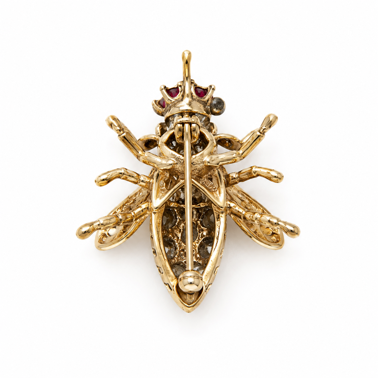 Vintage 14KT Gold, Rubies & Diamond Charm/Pin
