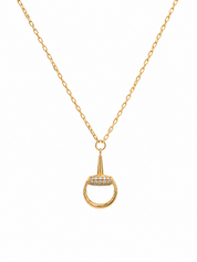 Gold Pavé Bit Pendant Necklace