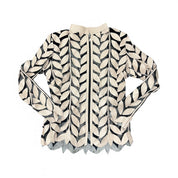 Leather Leaf Mesh Zip Jacket