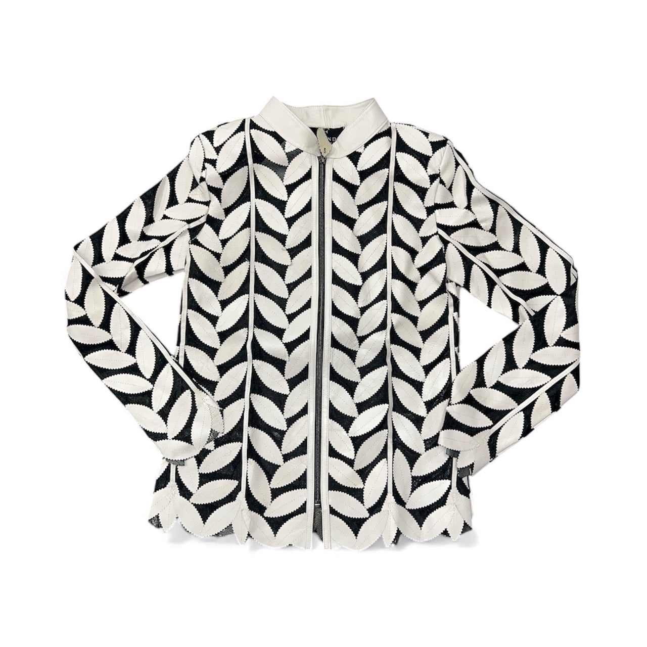 Leather Leaf Mesh Zip Jacket