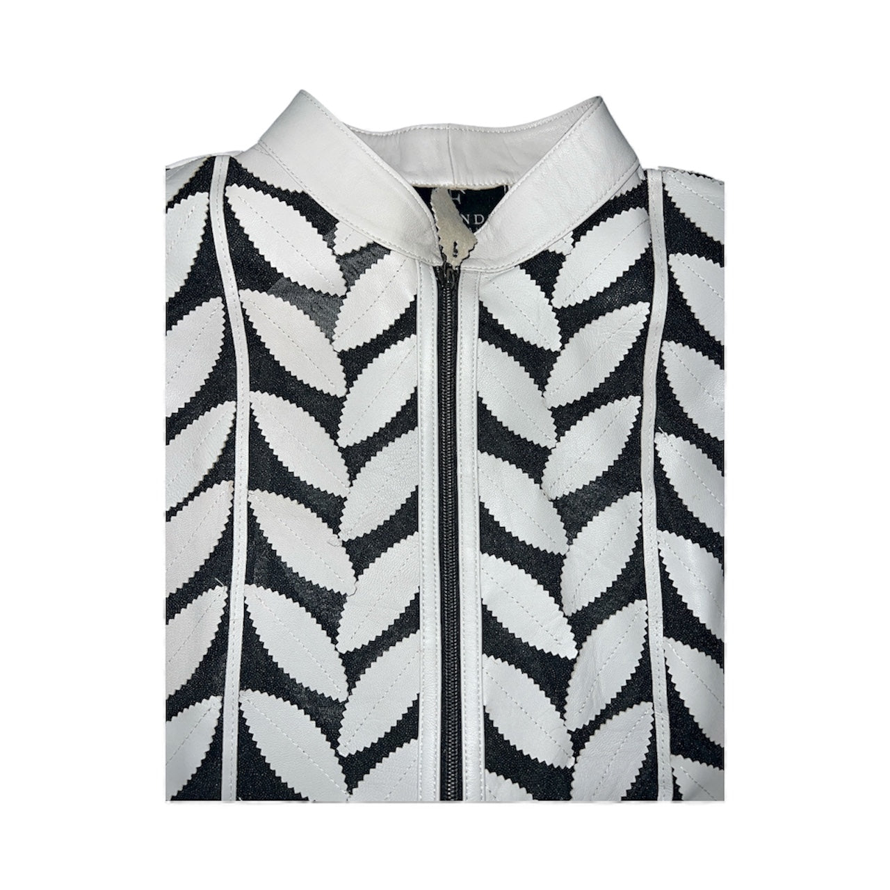 Leather Leaf Mesh Zip Jacket