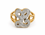 Vintage 14KT Gold & Diamond L Ring