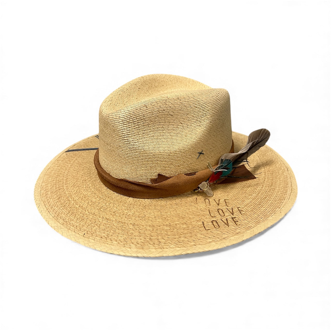 Un Pueblo Straw Hat - Love/Heart/Feather