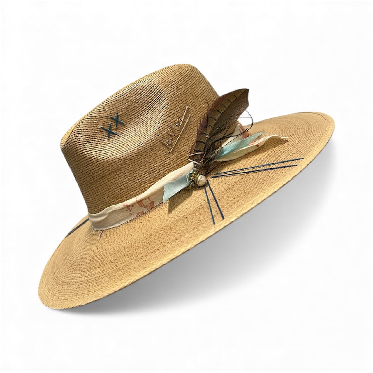 Un Pueblo Straw Hat - Pearl/Feather