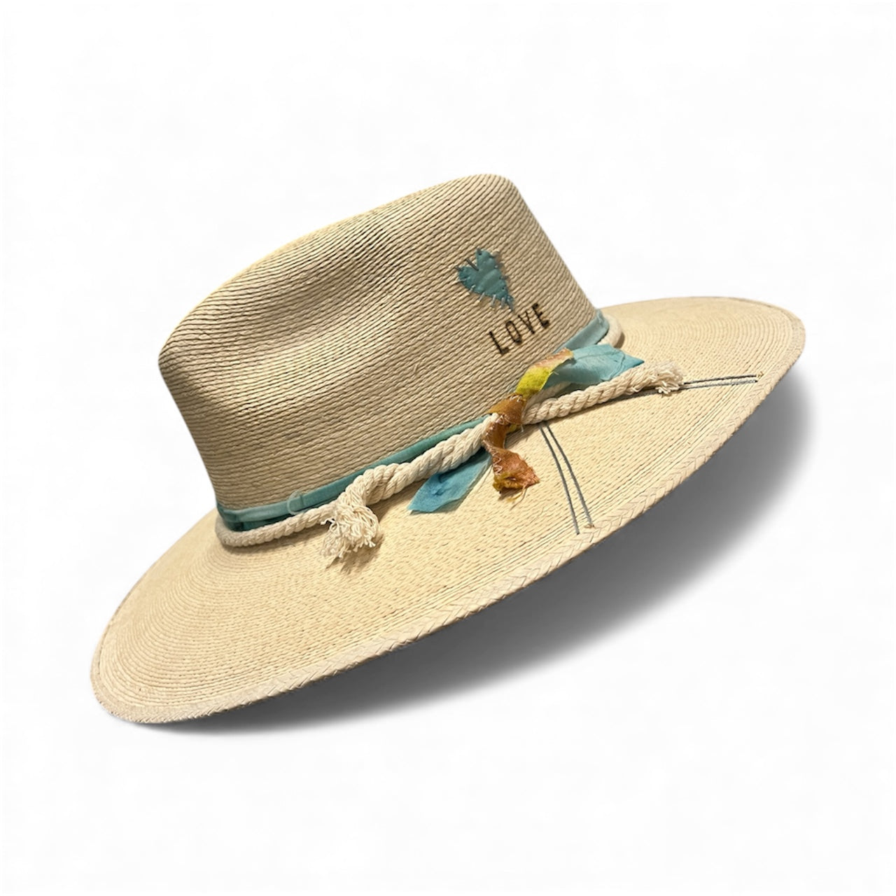 Un Pueblo Straw Hat - Love/Heart/Rope