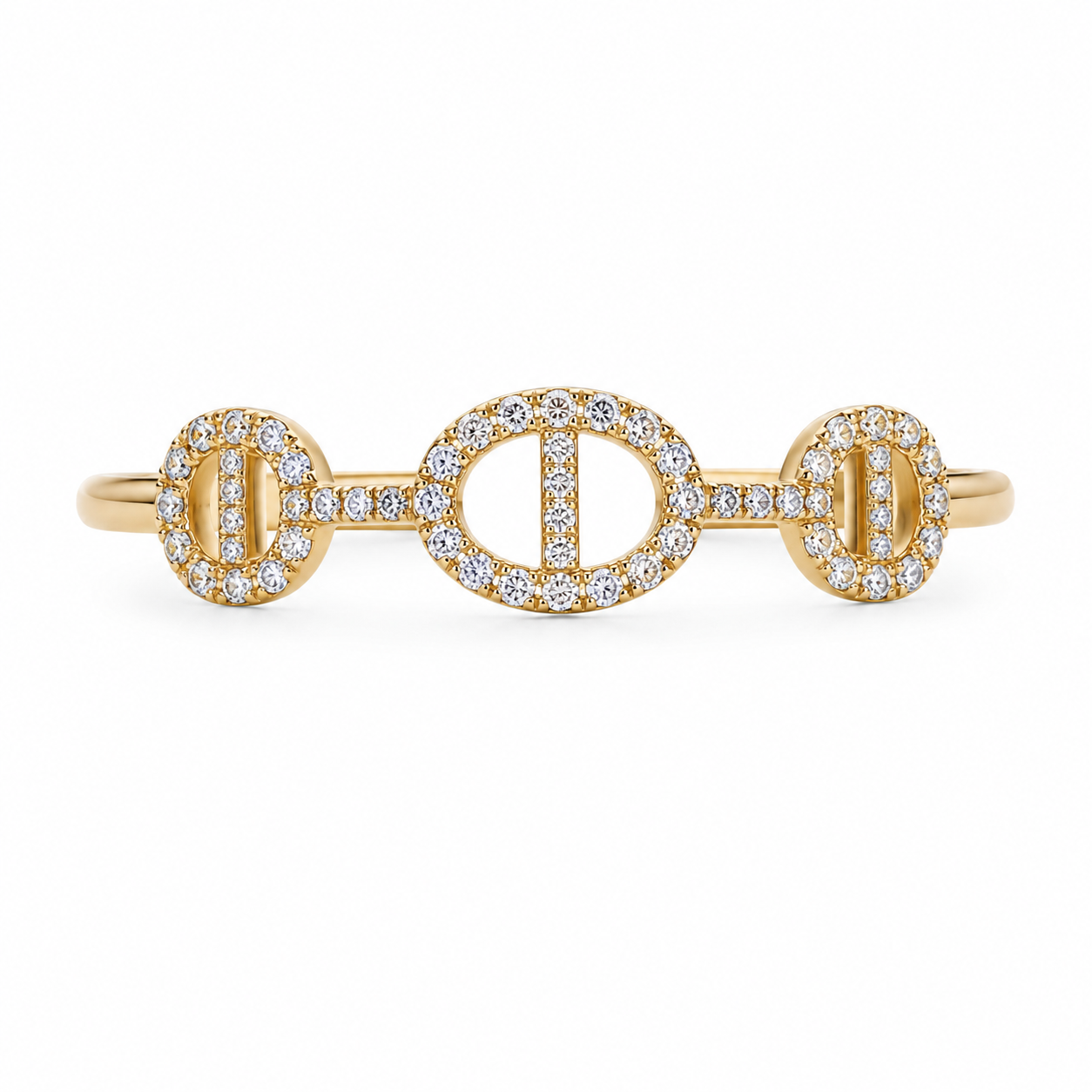 S.Row Designs 14kt gold & diamond Horsebit Ring