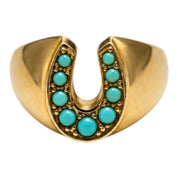 14KT Gold Turquoise Horseshoe Ring