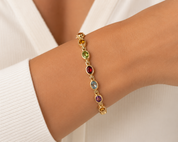 Vintage 14KT Gold Multi-Gemstone Bracelet