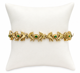 14KT Gold Vintage Emerald Horse Bracelet with Lucky Horseshoes