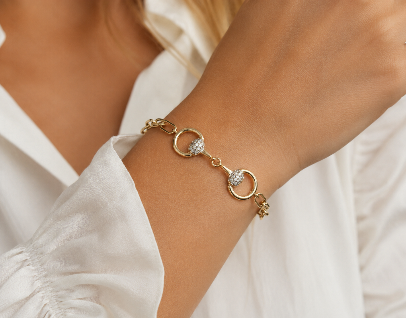 S.Row Designs 14KT Gold & Diamond Bit Bracelet