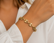 14KT Yellow Gold Puff Mariner Bracelet