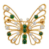 Vintage 14KT Gold Emerald & Diamond 14KT Gold Butterfly Pin