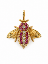 Vintage 14KT Gold Ruby & Diamond Bee Charm/Pin