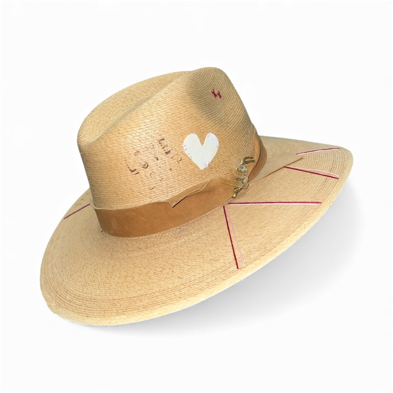 Un Pueblo Straw Hat - Love/Heart/Crystal