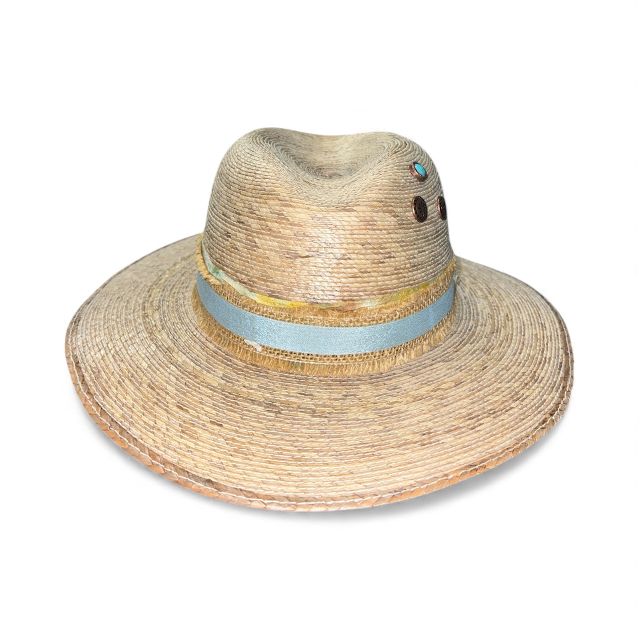 Fab Finds By Sarah Palm Leaf Fedora in Blue/Burlap