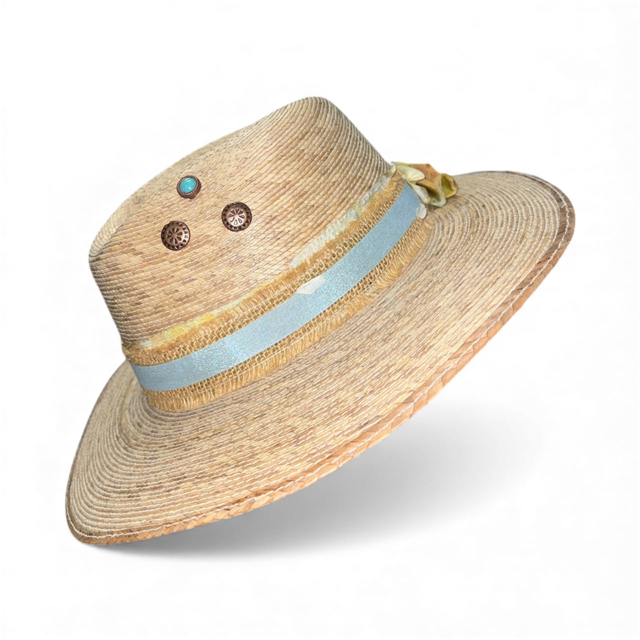 Fab Finds By Sarah Palm Leaf Fedora in Blue/Burlap