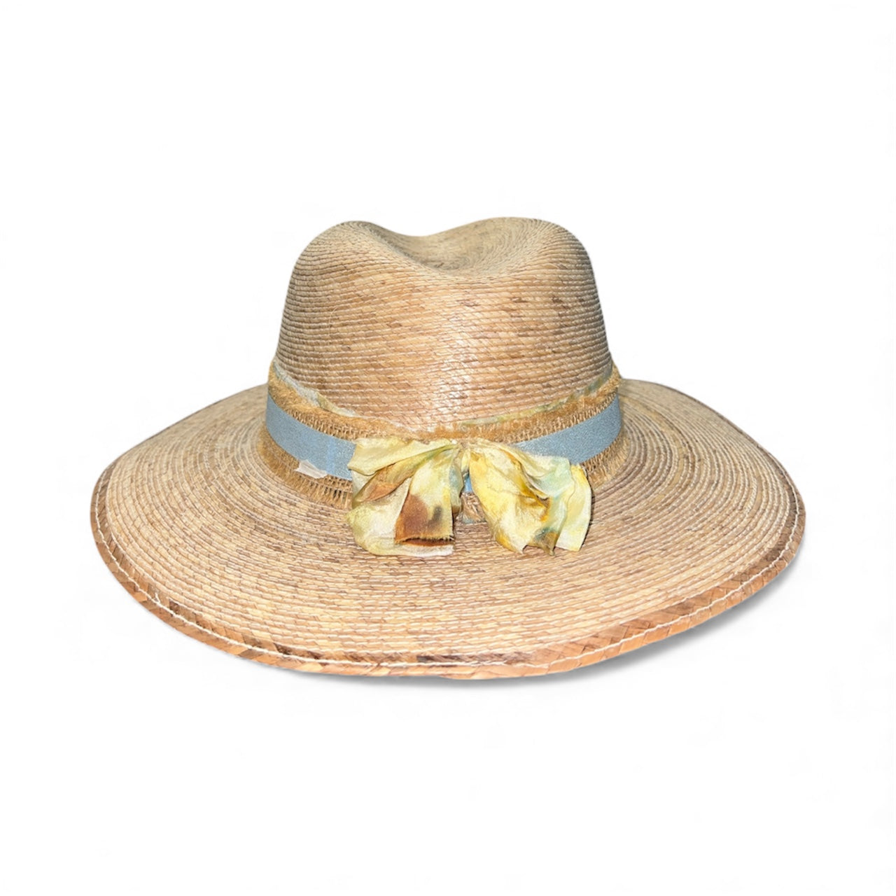 Fab Finds By Sarah Palm Leaf Fedora in Blue/Burlap