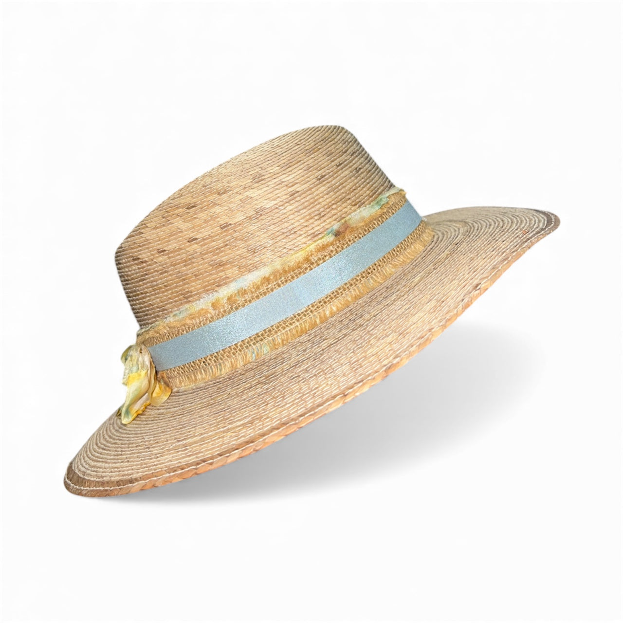 Fab Finds By Sarah Palm Leaf Fedora in Blue/Burlap