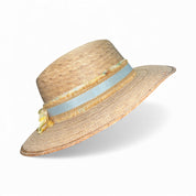 Fab Finds By Sarah Palm Leaf Fedora in Blue/Burlap