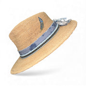 Fab Finds By Sarah Palm Leaf Fedora in Blue/Burlap