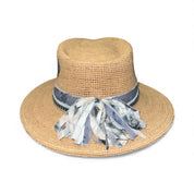 Fab Finds By Sarah Palm Leaf Fedora in Blue/Burlap