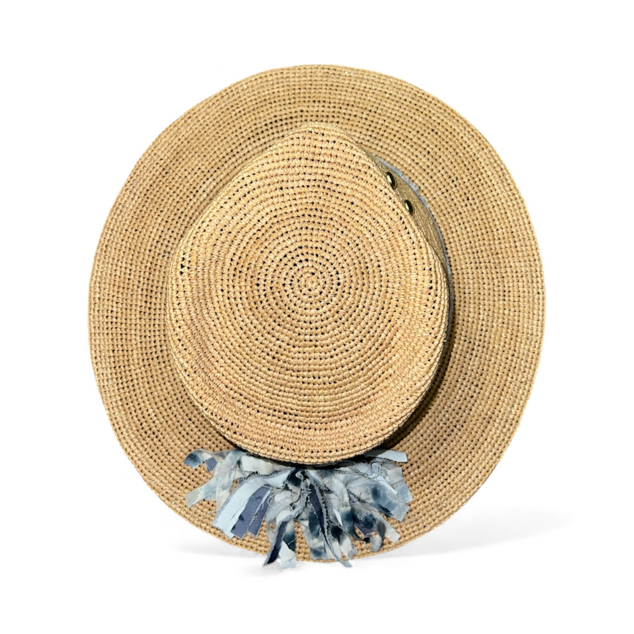 Fab Finds By Sarah Palm Leaf Fedora in Blue/Burlap