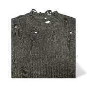 R13 Grunge Sweater In Black Glitter