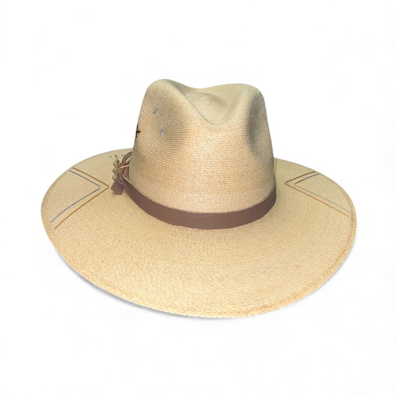 Un Pueblo Straw Hat -  Leather Crystal Heart