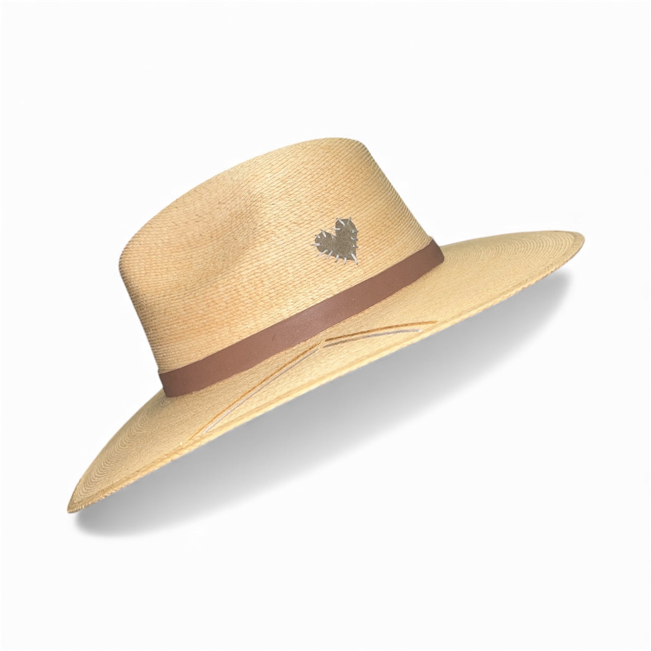 Un Pueblo Straw Hat -  Leather Crystal Heart