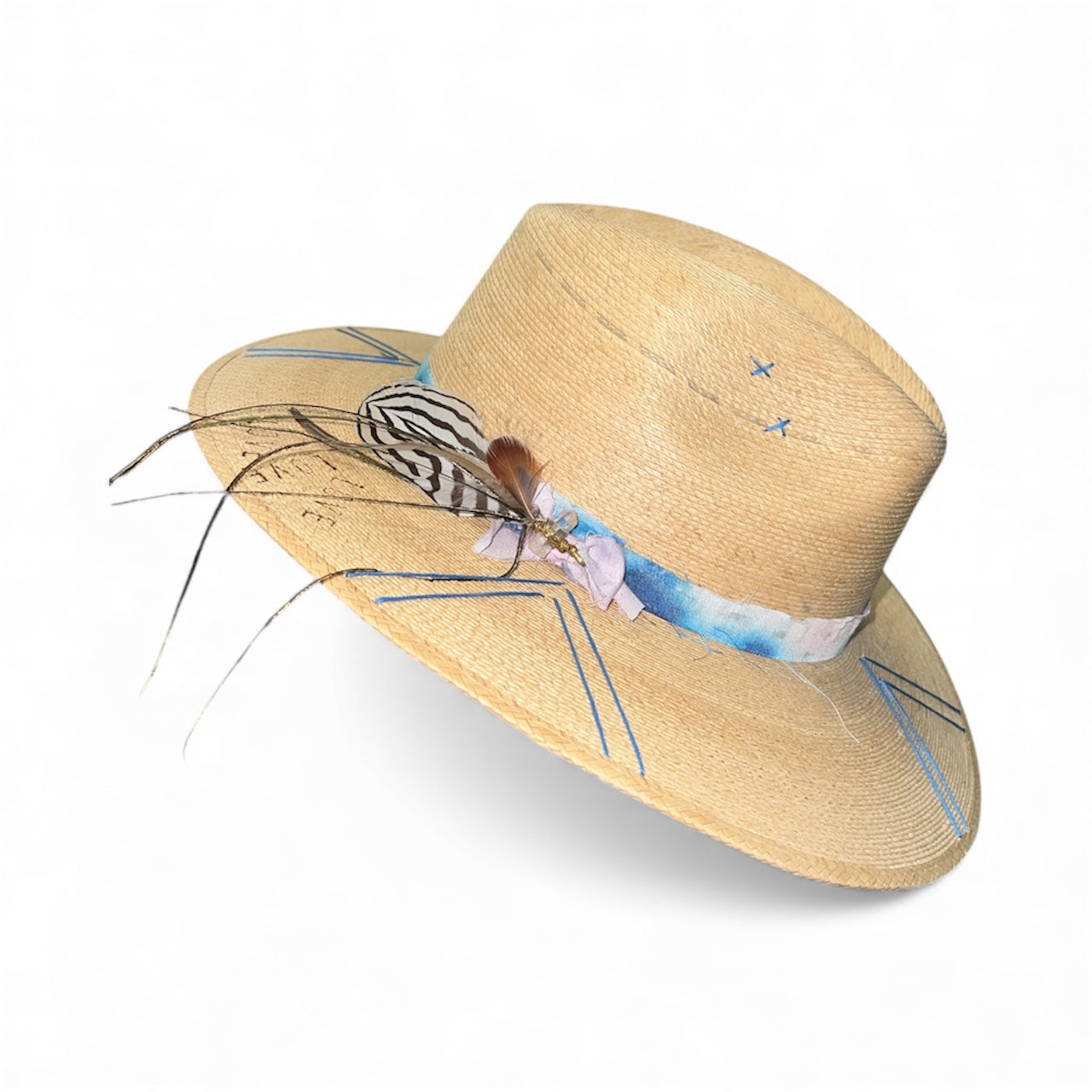 Un Pueblo Straw Hat -  Crystal Feather Blues