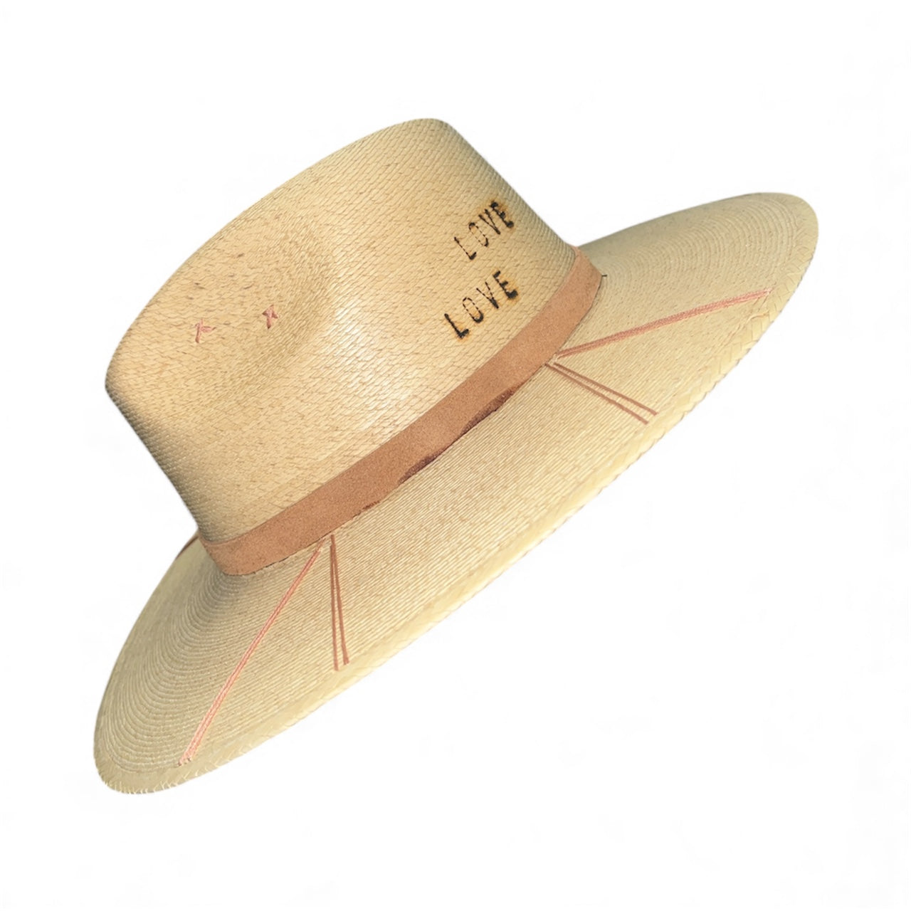 Un Pueblo Straw Hat - Love/Palm/Crystal