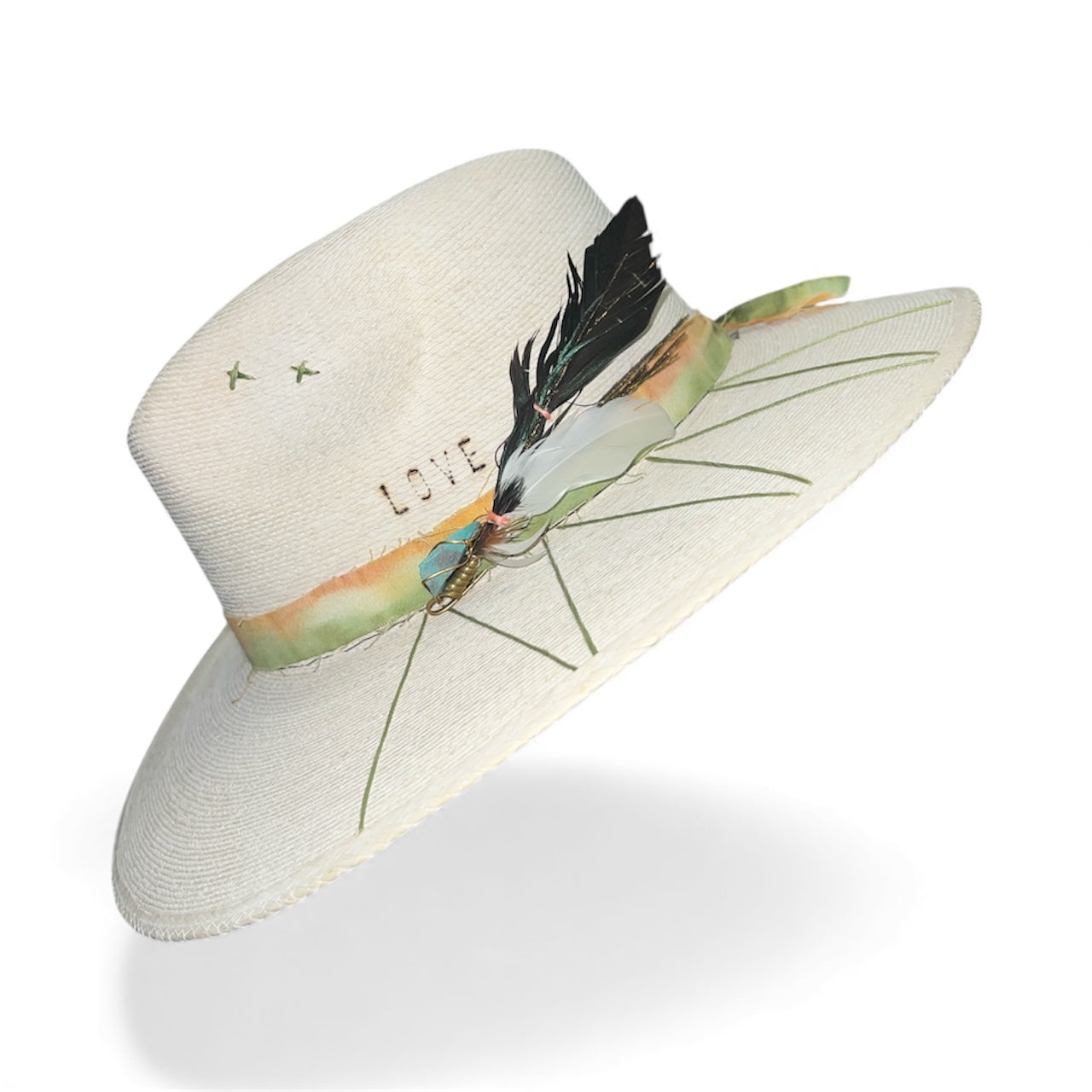 Un Pueblo Straw Hat - Tie Dye Feather