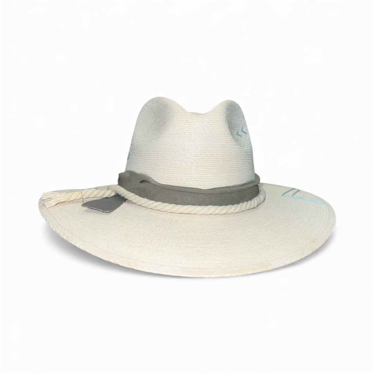 Un Pueblo Straw Hat - Rope/Suede/Turq