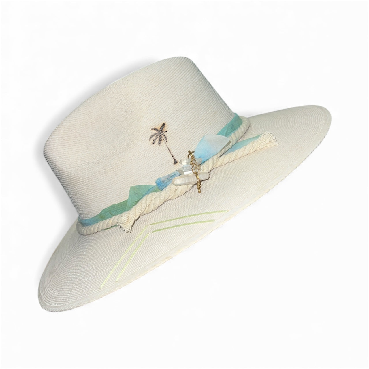 Un Pueblo Straw Hat - Watercolor/Crystal/Rope