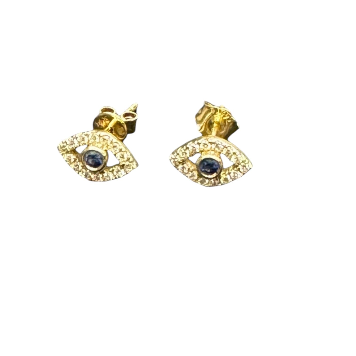 Pave Diamond and Sapphire Evil Eye earrings