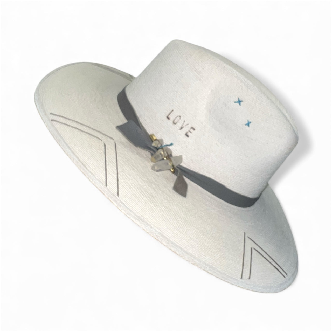 Un Pueblo Straw Hat - Grey/Crystal