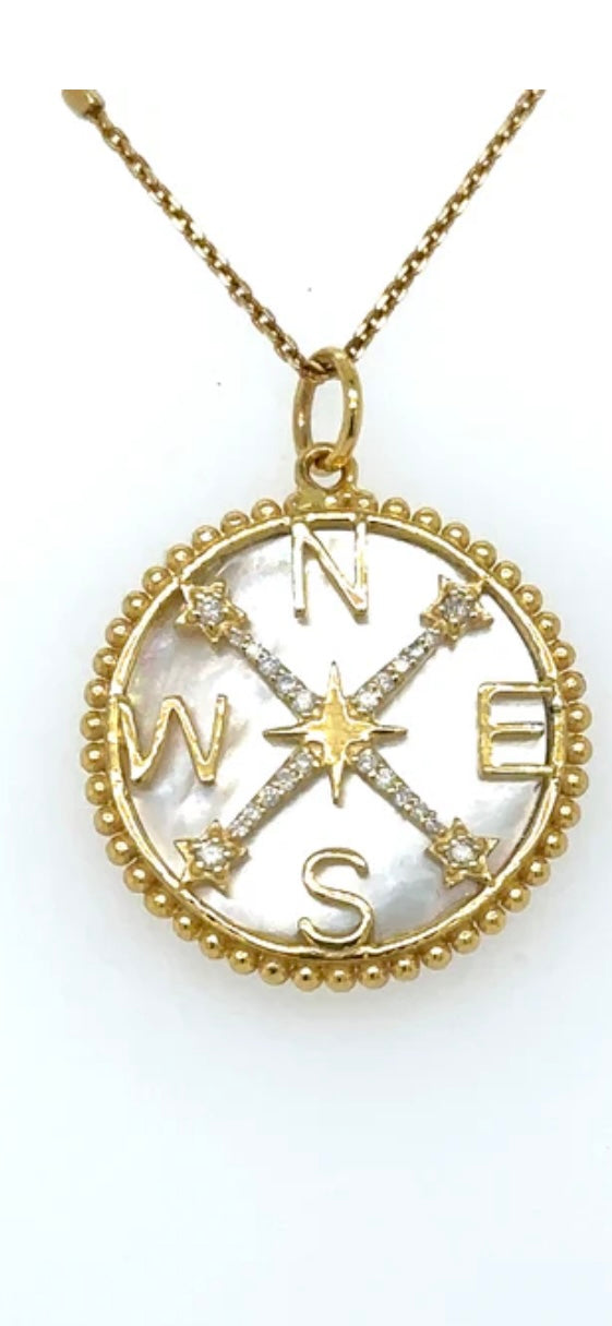 S.Row Design Mother of Pearl Compass Pendant