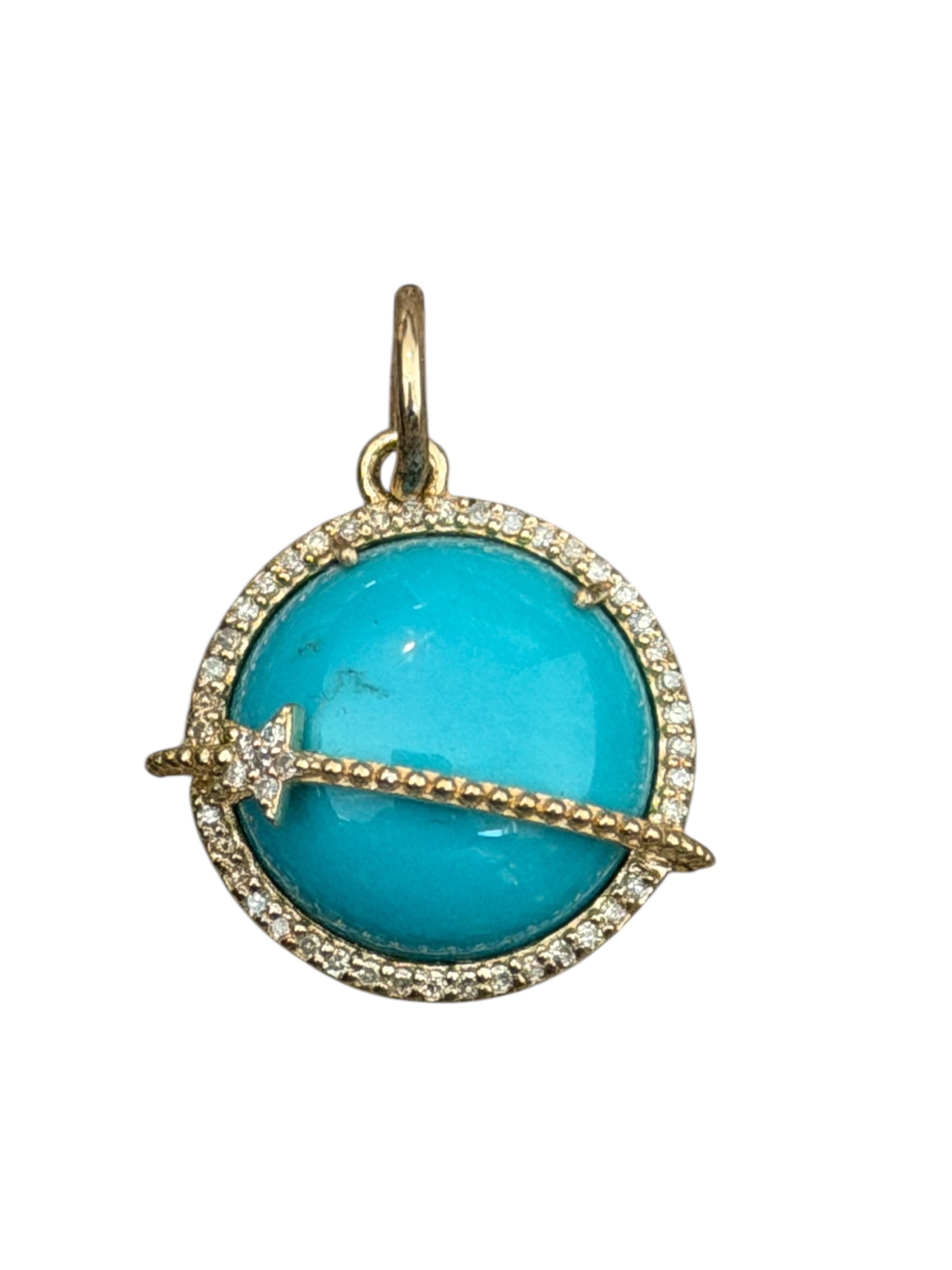 S.Row Designs Turquoise & Diamond Globe Charm